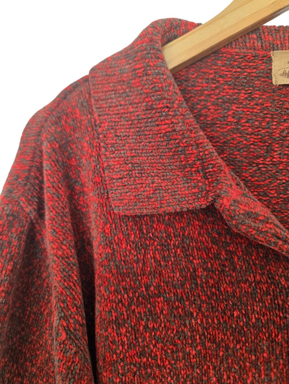 Vintage South Bay XL Red Marled Knit Collared Cardigan Sweater Y2K - Picture 4 of 6